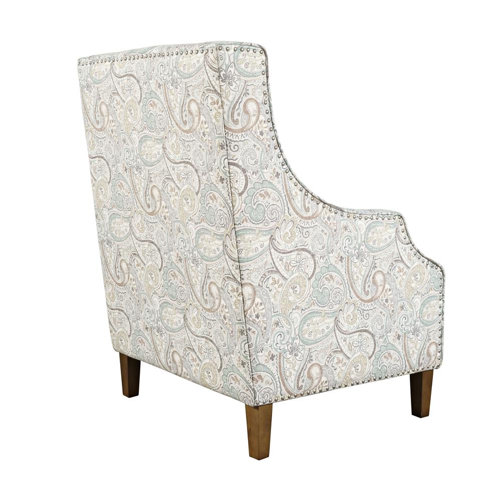 Paisley Fabric Transitional Upholstered Accent Chair with Nailhead Trim. Picture 6