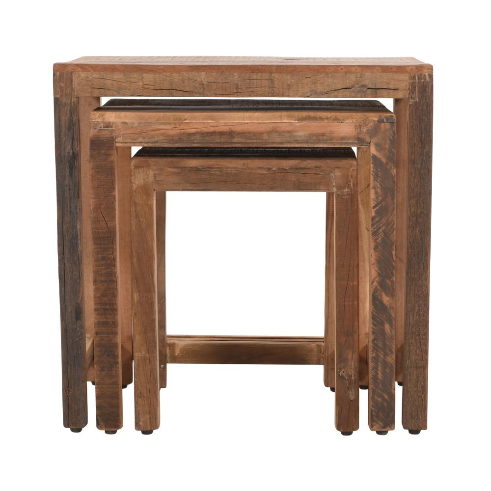 ustic Reclaimed Solid Wood Three-Piece Nesting Tables. Picture 5