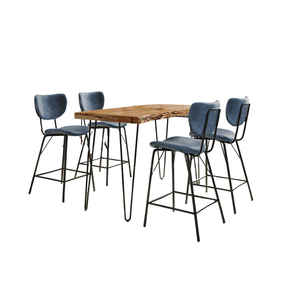 5 Piece Counter Height Dining Set with Modern Upholstered Faux Leather Barstools. Picture 2