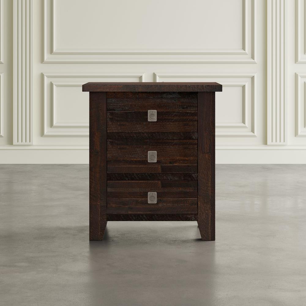 Distressed Rustic Solid Acacia Nightstand. Picture 6