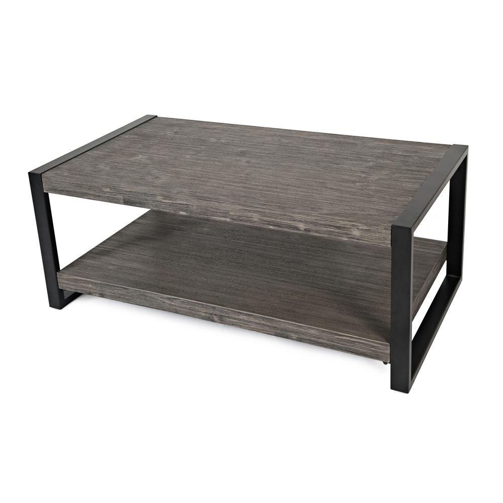 Modern Loft Iron and Wood Coffee Table. Picture 2