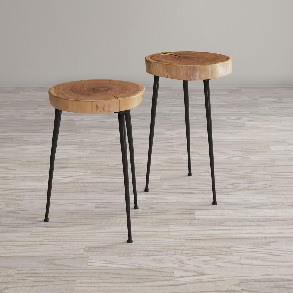 Flat-Pack Wood and Iron Accent Tables (Set of 2). Picture 9