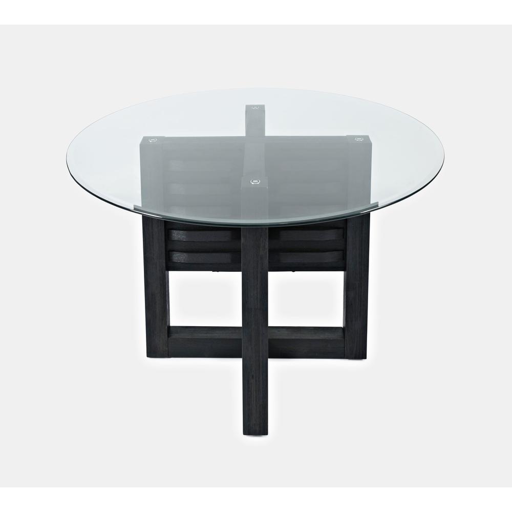 Contemporary 48" Round Dining Table with Glass Top. Picture 1