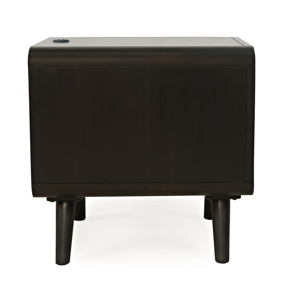 Mid-Century Modern USB Charging Curved Chairside End Table with Storage Drawers. Picture 9