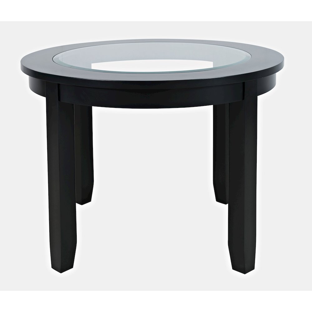 Urban Icon Contemporary 42" Round Glass Inlay Dining Table. Picture 1