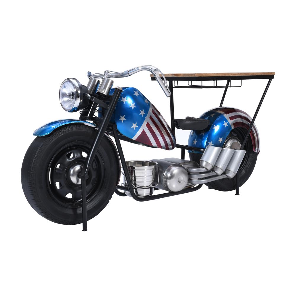 70" Patriotic American Flag Motorcycle Bar Console Table with Storage. Picture 8