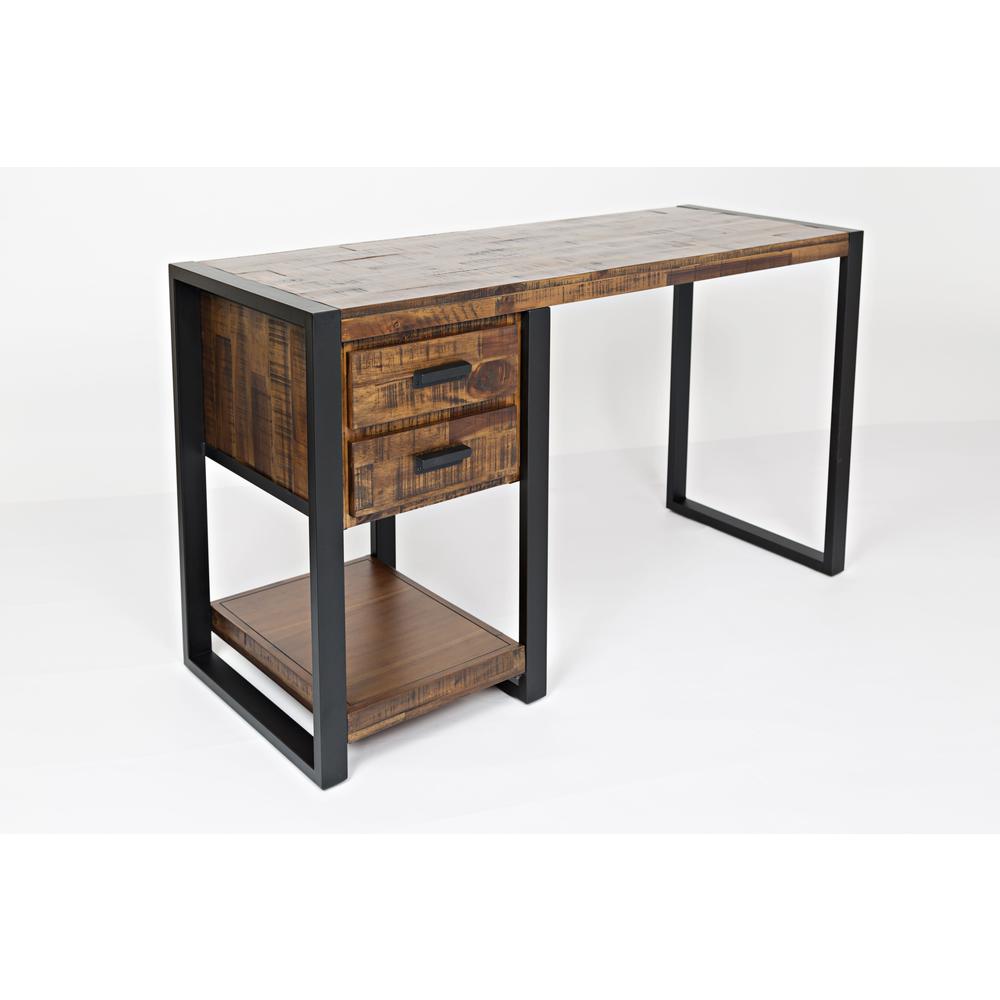 54" Modern Industrial Distressed Acacia Desk with Drawers and Storage. Picture 3