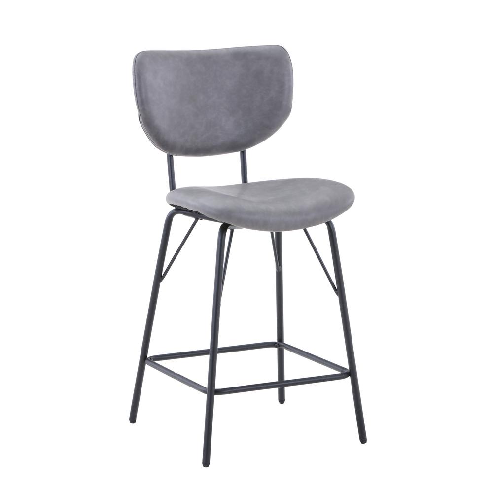 Modern Faux Leather Split-Back Upholstered Counter Height Barstool (Set of 2). Picture 2
