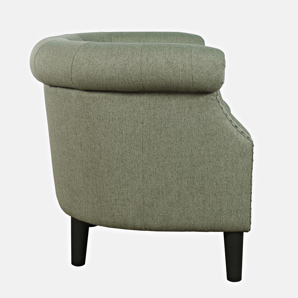 Transitional Upholstered Barrel Curved Back Accent Chair with Nailhead Trim. Picture 5