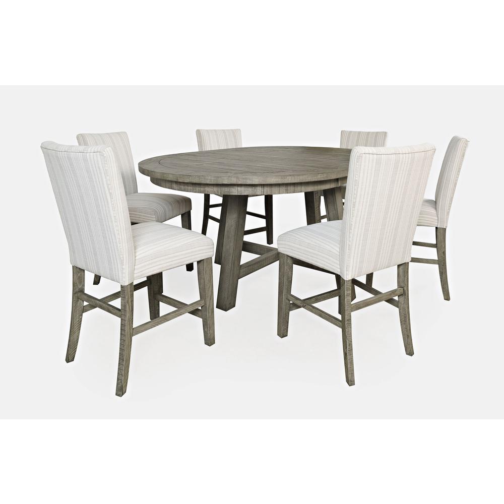 Contemporary Rustic Farmhouse Seven Piece Counter Height Dining Table Set. Picture 1