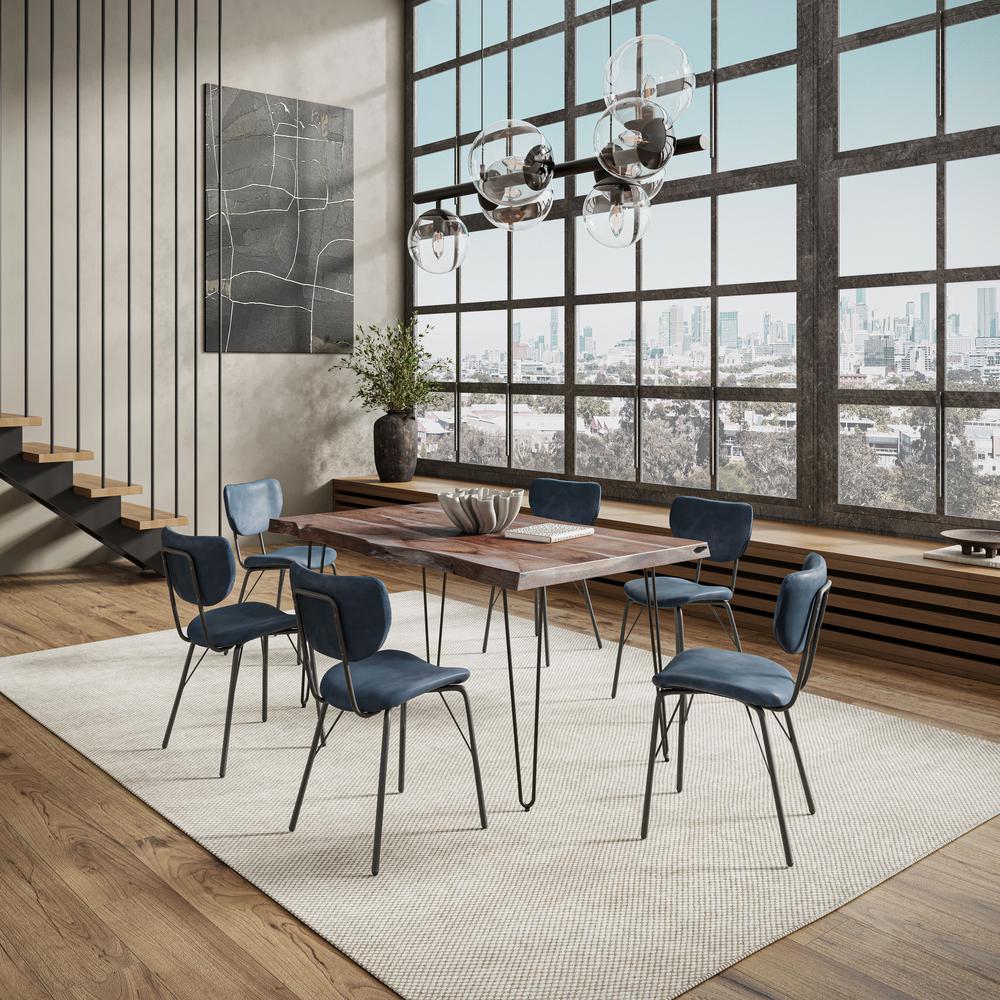 Modern Dining Set with Upholstered Contemporary Chairs - Slate and Slate Blue. Picture 9