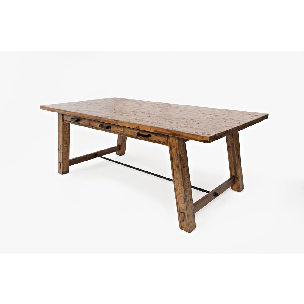 Distressed Industrial 82" Trestle Dining Table. Picture 2