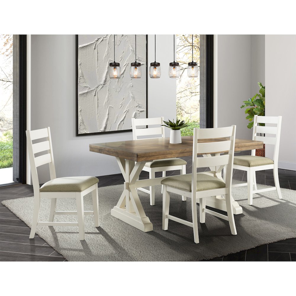 Picket House Furnishings Barrett Rectangle 5PC Dining Set-Table and Four Chairs. Picture 1