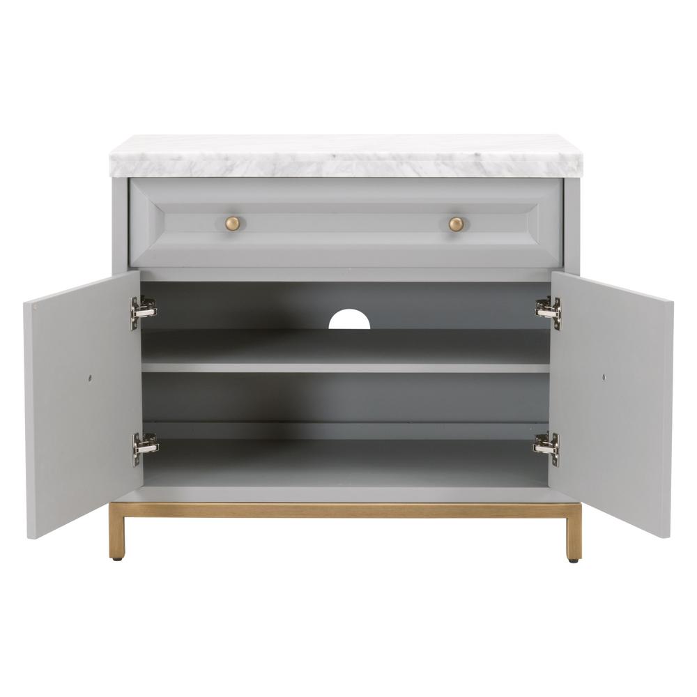 Azure Carrera Media Chest in Dove Gray, White Carrera Marble, Brushed Gold. Picture 2