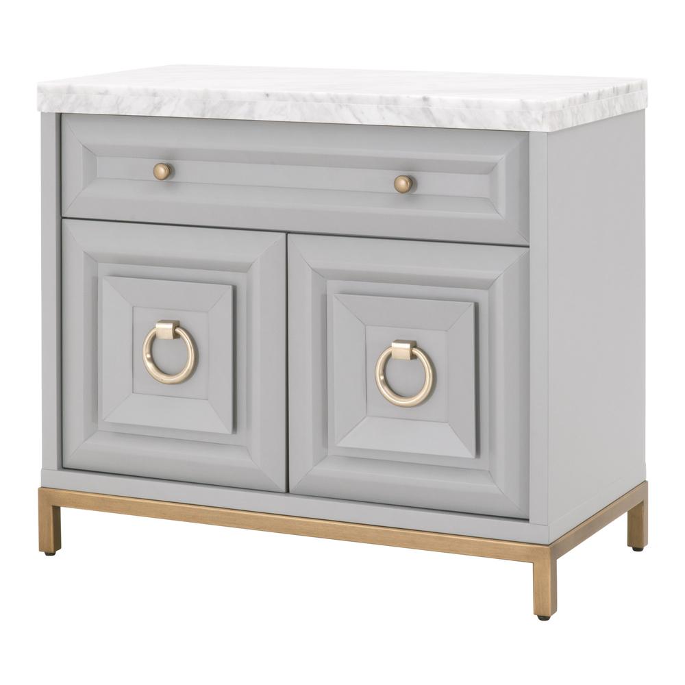 Azure Carrera Media Chest in Dove Gray, White Carrera Marble, Brushed Gold. Picture 3