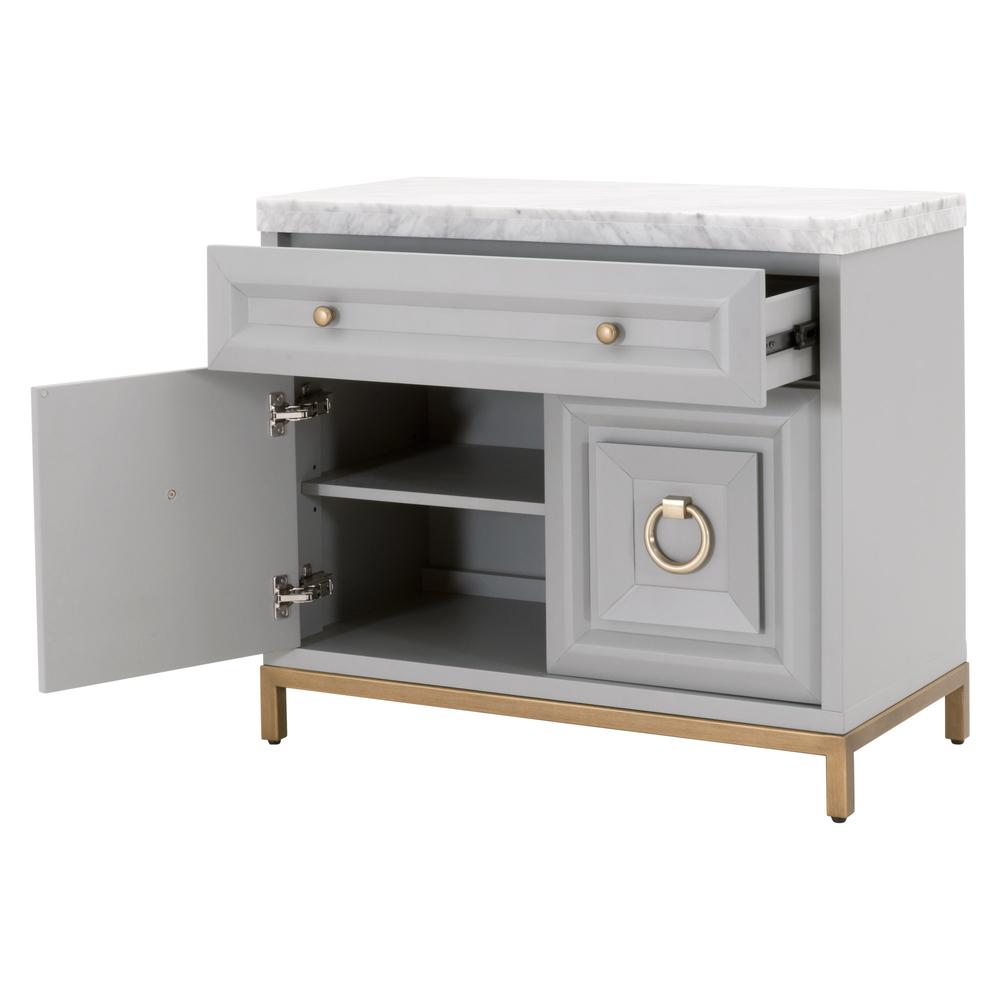 Azure Carrera Media Chest in Dove Gray, White Carrera Marble, Brushed Gold. Picture 4