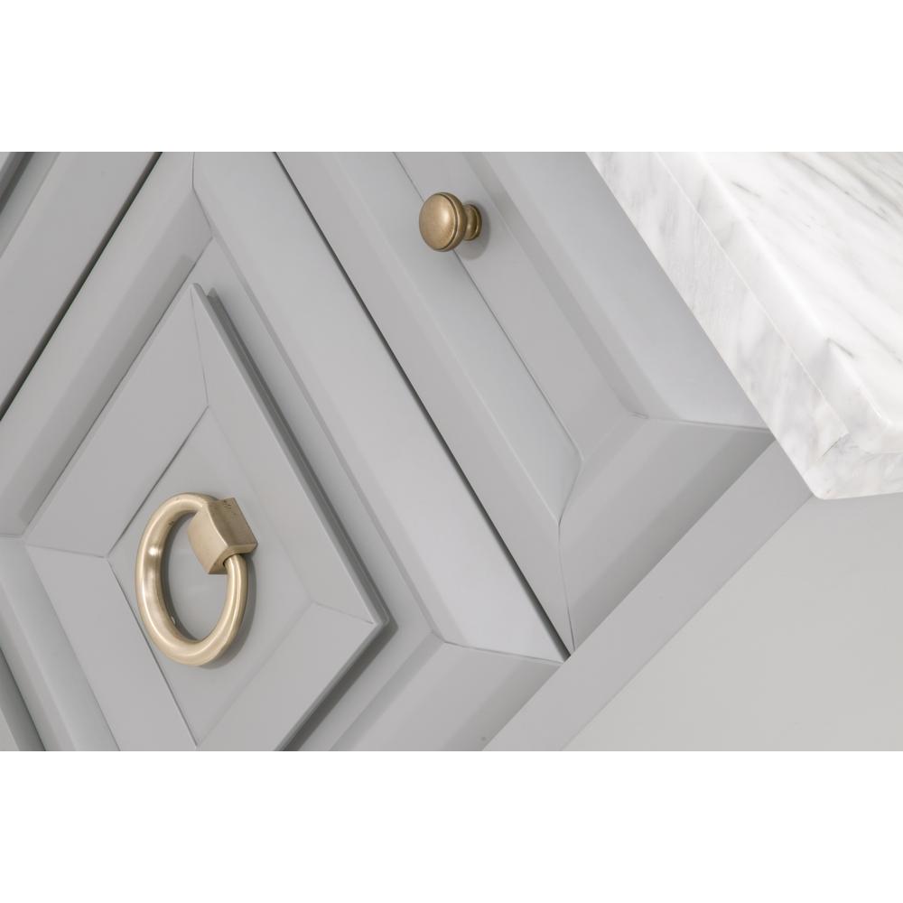 Azure Carrera Media Chest in Dove Gray, White Carrera Marble, Brushed Gold. Picture 6