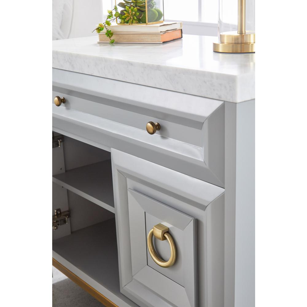 Azure Carrera Media Chest in Dove Gray, White Carrera Marble, Brushed Gold. Picture 8