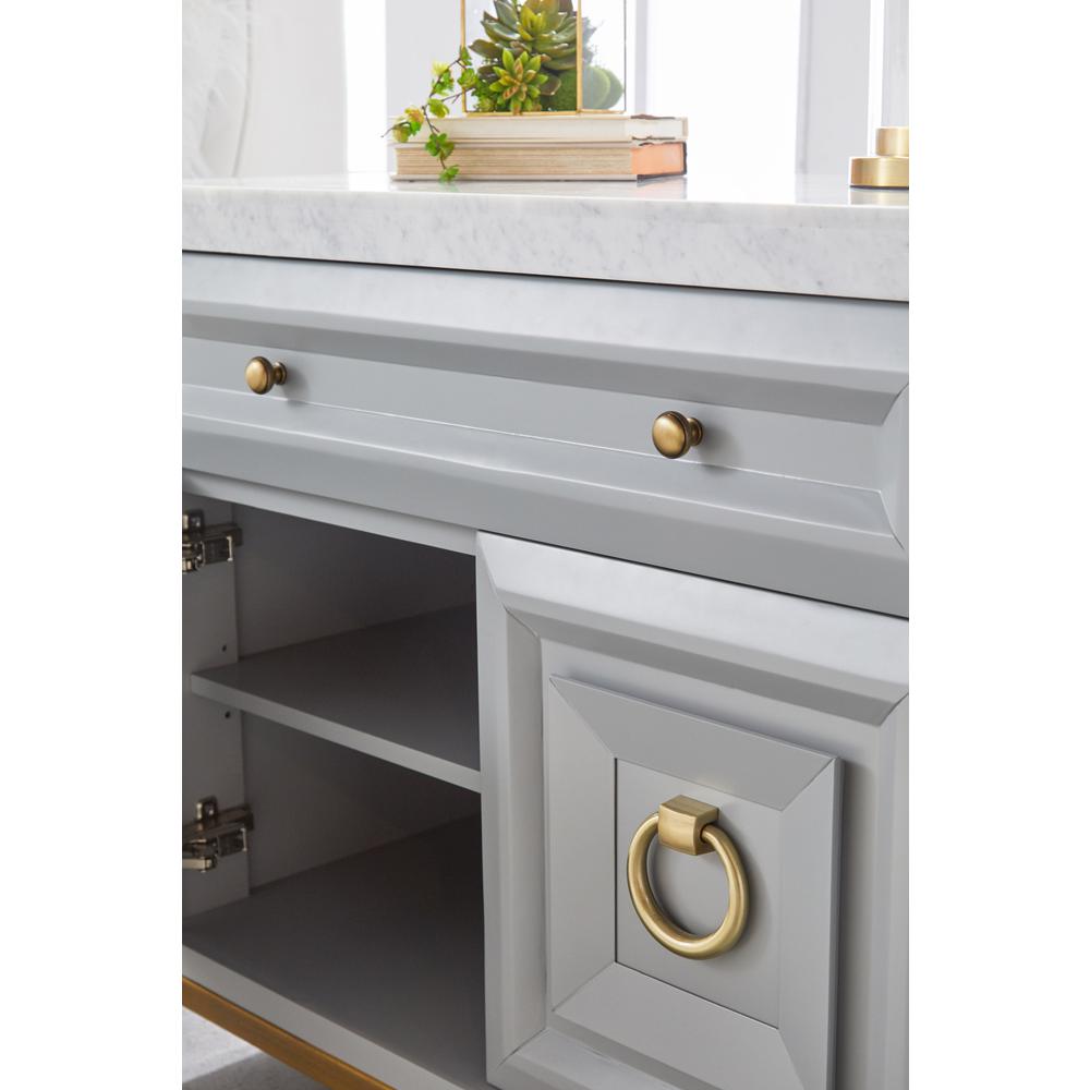 Azure Carrera Media Chest in Dove Gray, White Carrera Marble, Brushed Gold. Picture 9
