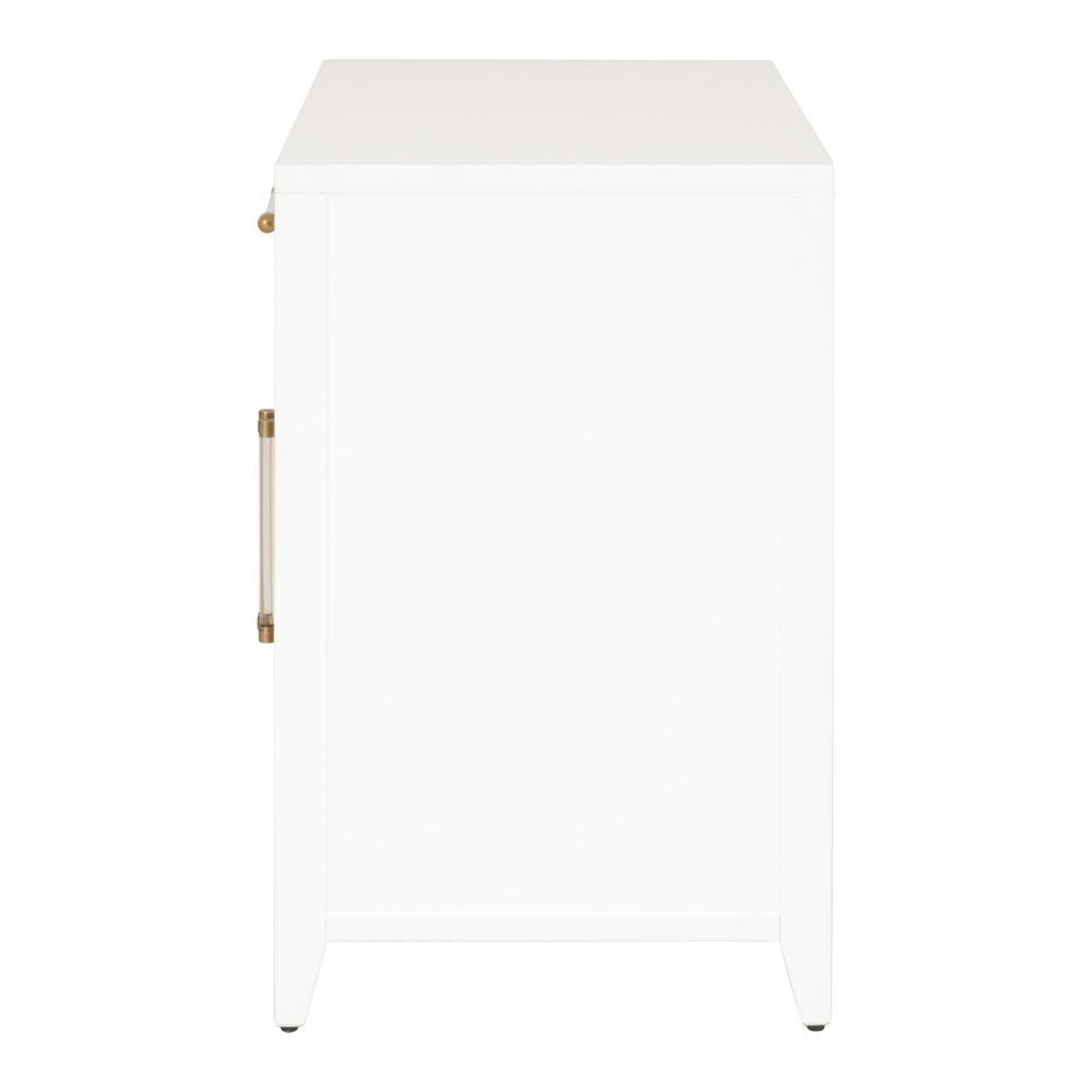 Holland 1-Drawer 2-Door Chest, Matte White, Natural, Brushed Brass. Picture 5