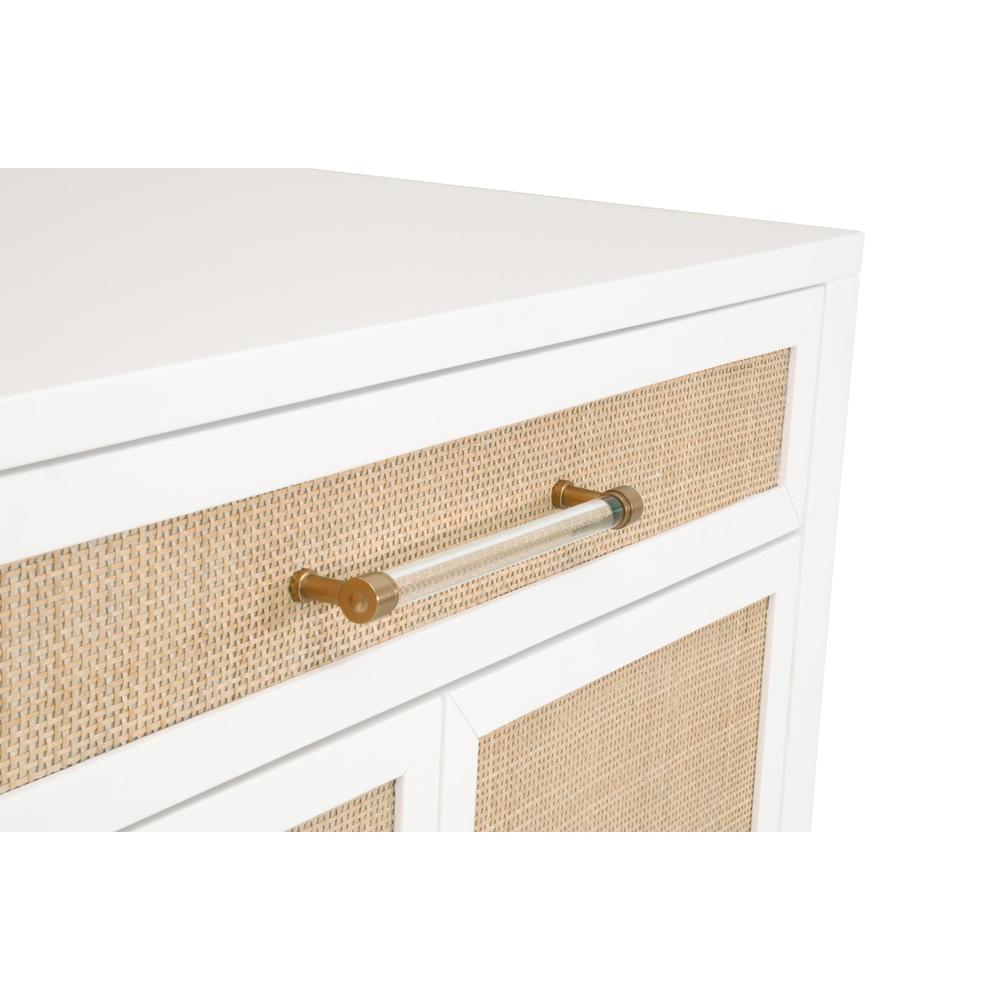 Holland 1-Drawer 2-Door Chest, Matte White, Natural, Brushed Brass. Picture 6
