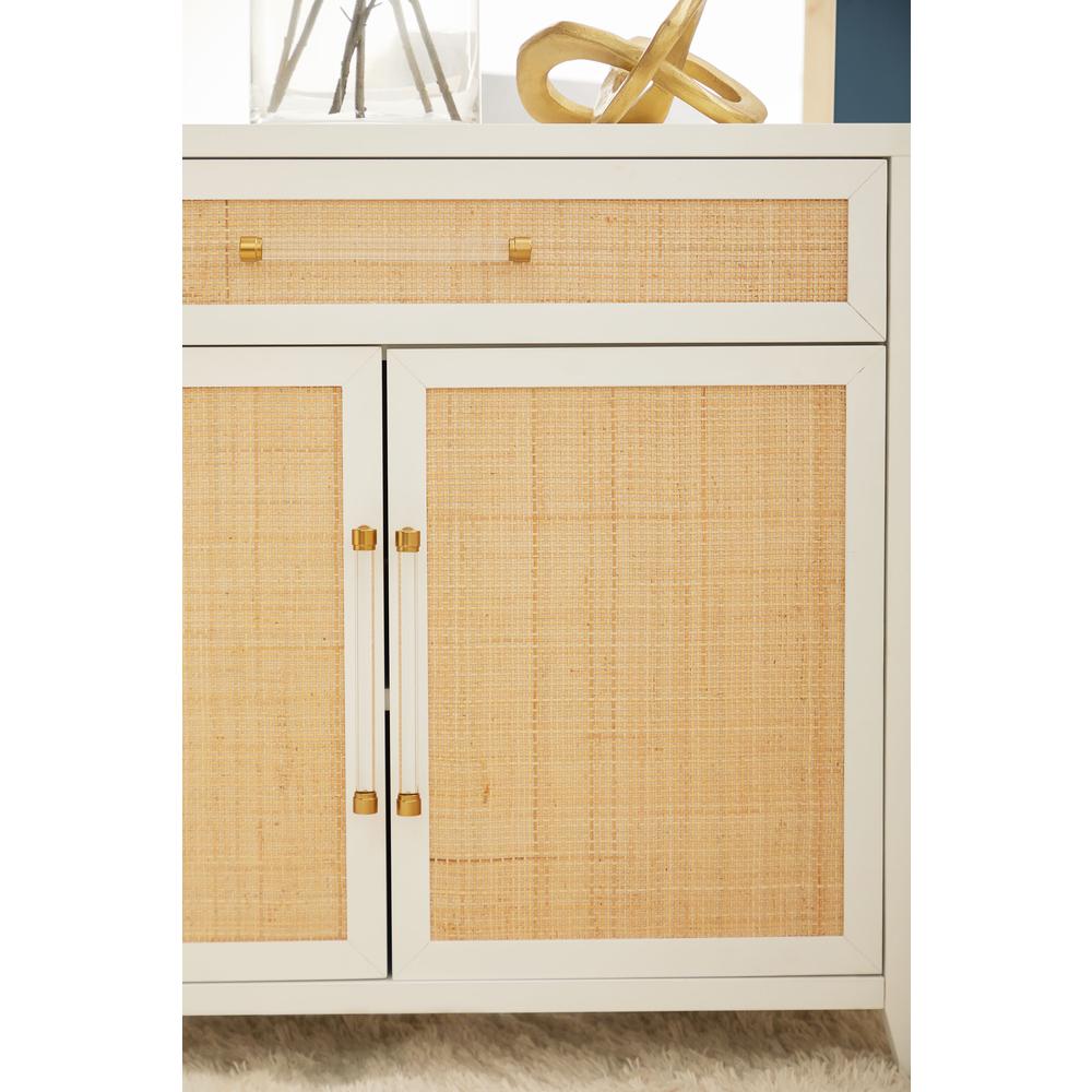 Holland 1-Drawer 2-Door Chest, Matte White, Natural, Brushed Brass. Picture 10