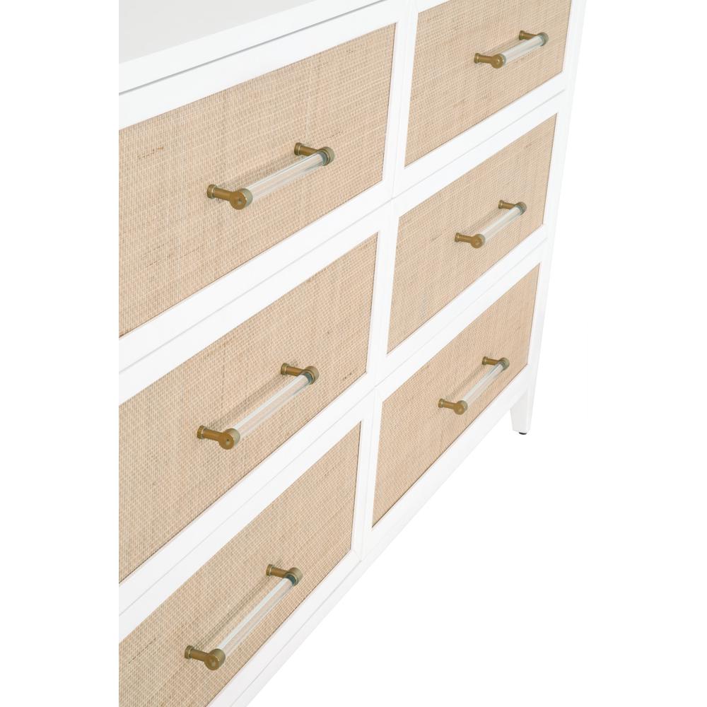 Holland 6-Drawer Double Dresser, Matte White, Natural, Brushed Brass. Picture 4