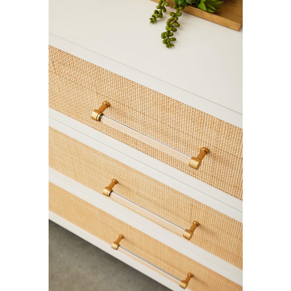 Holland 6-Drawer Double Dresser, Matte White, Natural, Brushed Brass. Picture 8