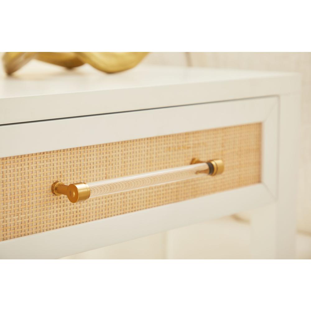 Holland 1-Drawer Side Table, Matte White, Natural, Brushed Brass. Picture 4