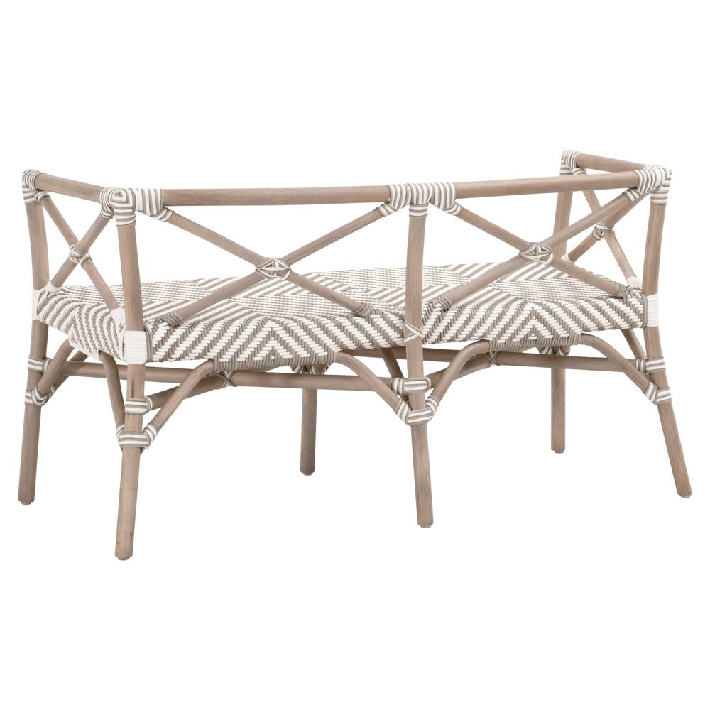 Palisades Bench, Stone & White Synthetic Binding, Matte Gray Rattan. Picture 4