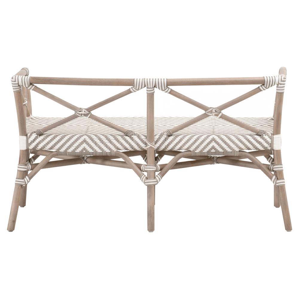 Palisades Bench, Stone & White Synthetic Binding, Matte Gray Rattan. Picture 5