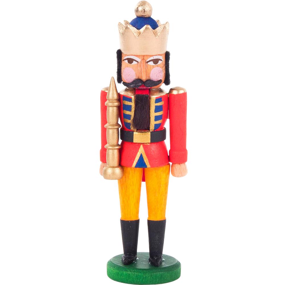 074-035-1 - Dregeno Mini Nutcracker - Red and Yellow King - 3.5"H x 1"W x 1"D. Picture 1
