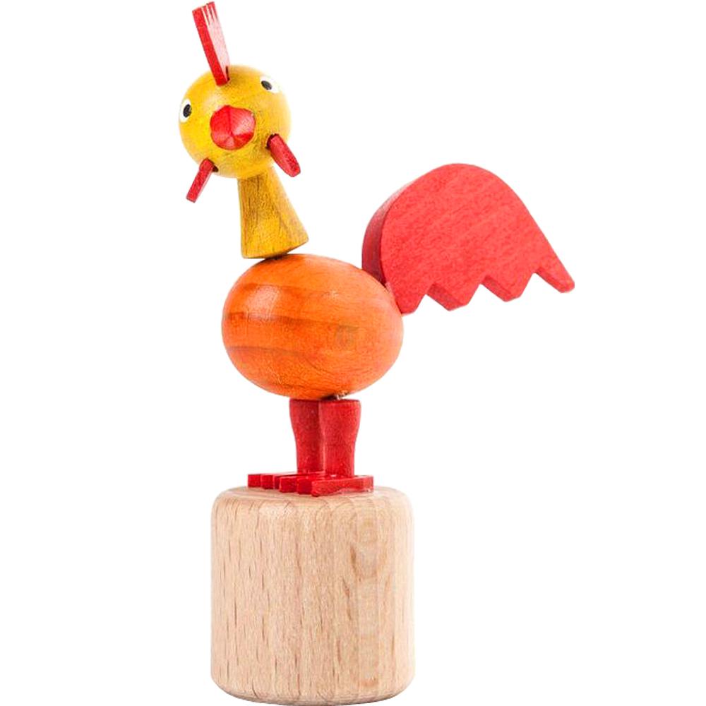 Dregeno Push Toy - Rooster - 3.75"H x 1.175"W x 3"D. Picture 1