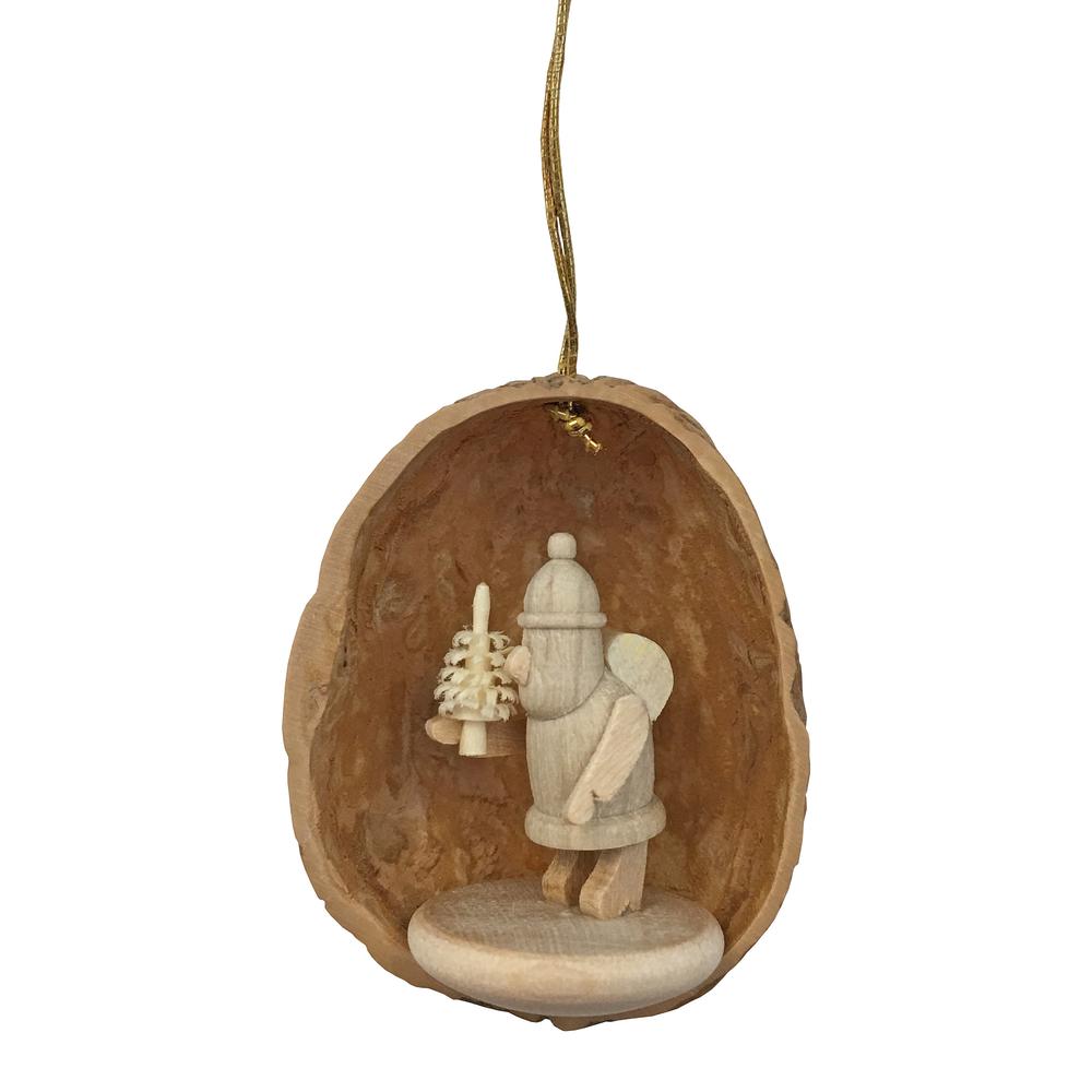Dregeno Ornament - Nutshell with Santa - 1.5"H x 1.25"W x 1"D. Picture 1