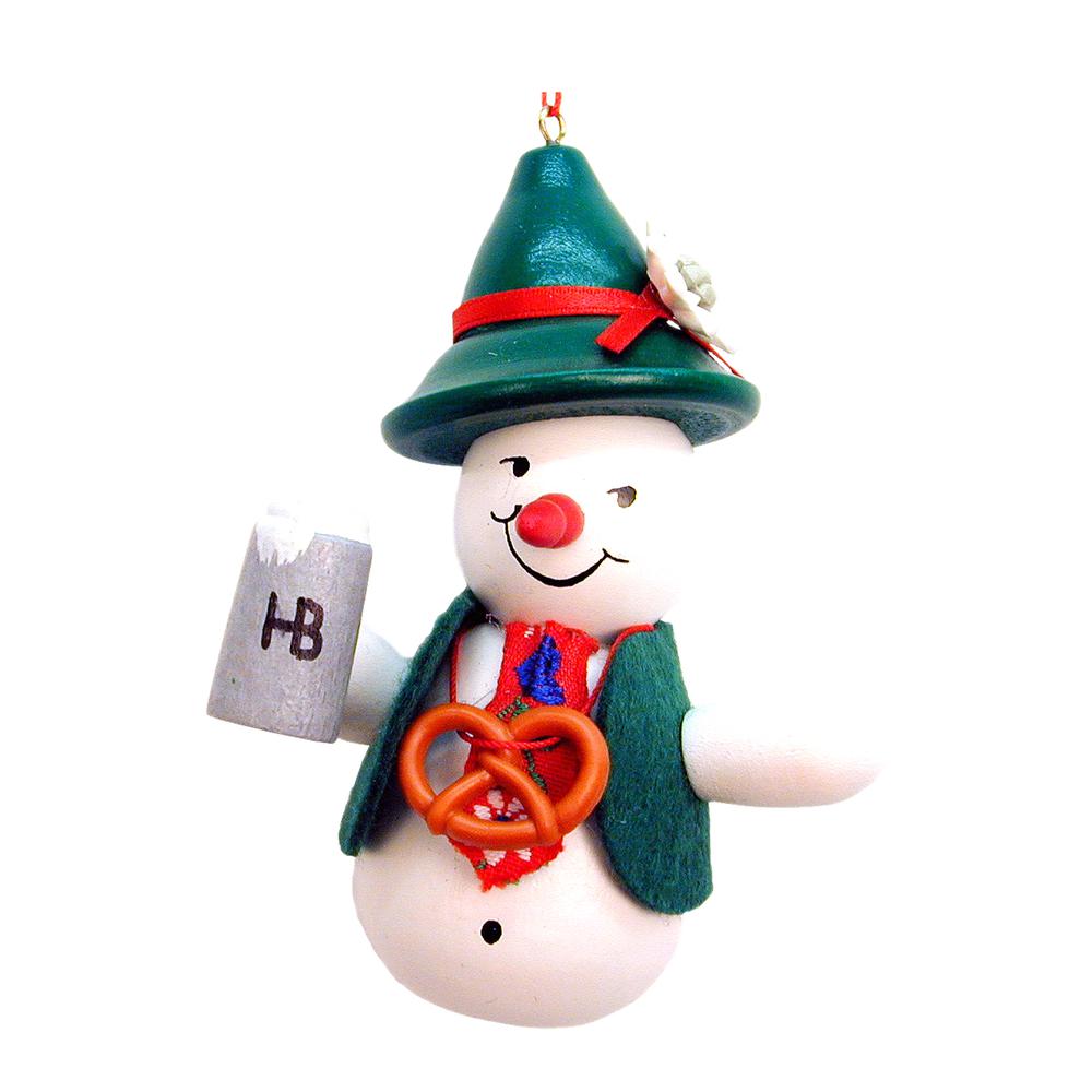Christian Ulbricht Ornament - Snowman Beerdrinker - 4"H x 3"W x 2.25"D. Picture 1
