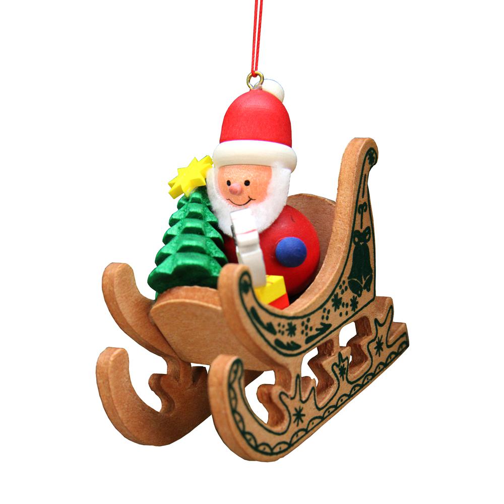 Christian Ulbricht Ornament - Santa Sled - 2.75"H x 1.5"W x 3"D. Picture 1