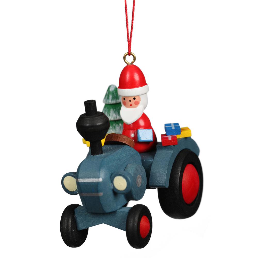Christian Ulbricht Ornament - Tractor With Santa - 2.5"H x 2"W x 1"D. The main picture.