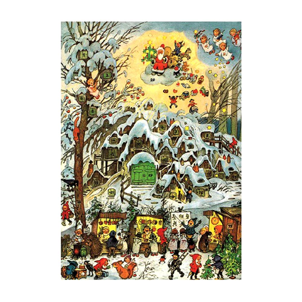 10391 - Korsch Advent - Snowy Village Scene - 11.75"H x 8.25"W x .1"D. Picture 1