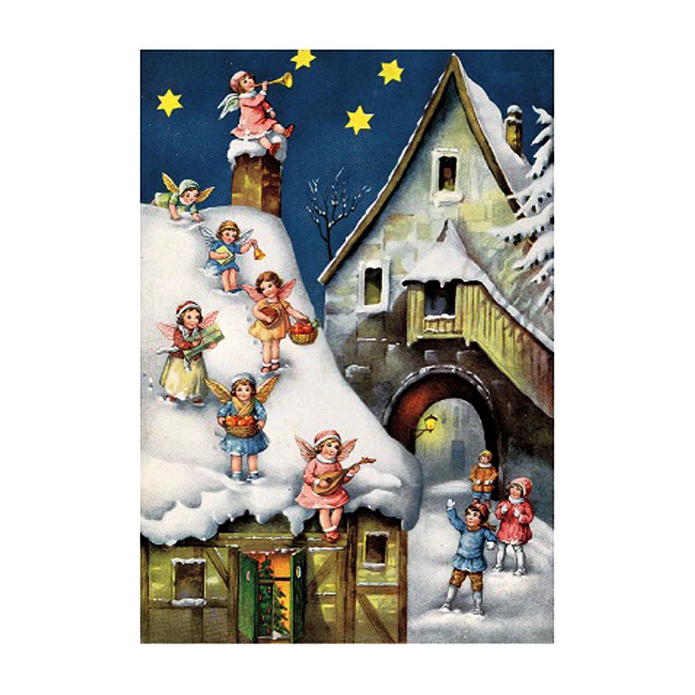10396 - Korsch Advent - Angels on Roof - 11.75"H x 8.25"W x .1"D. Picture 1