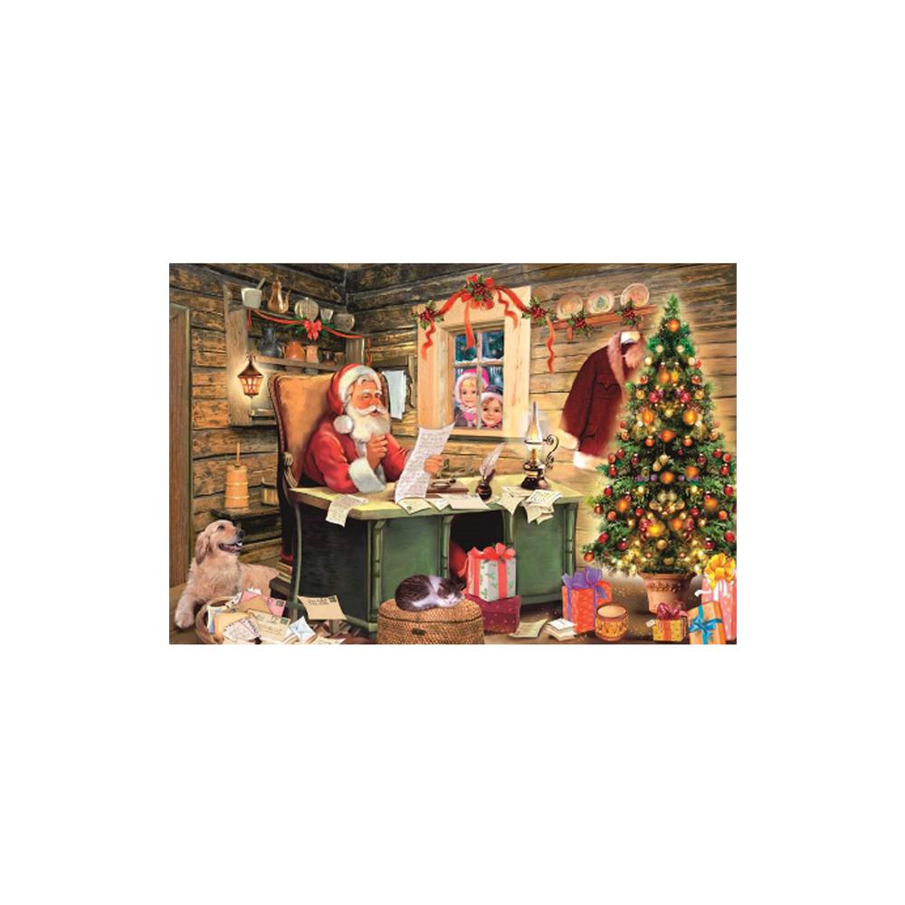 10442 - Korsch Advent - WoodworKing Santa at his Desk - 8.25"H x 11.75"W x .1"D. Picture 1