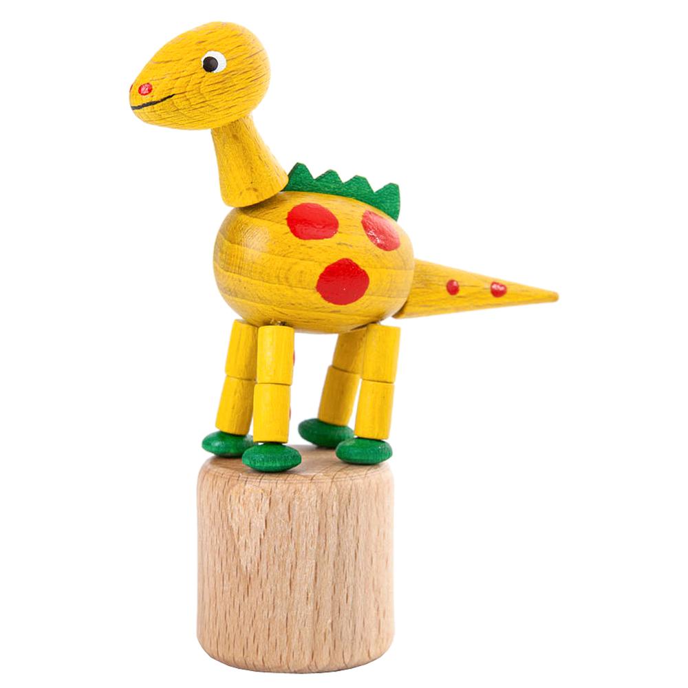 105-024-2 - Dregeno Push Toy - Yellow Dinosaur - 3.5"H x 1.175"W x 3"D. The main picture.