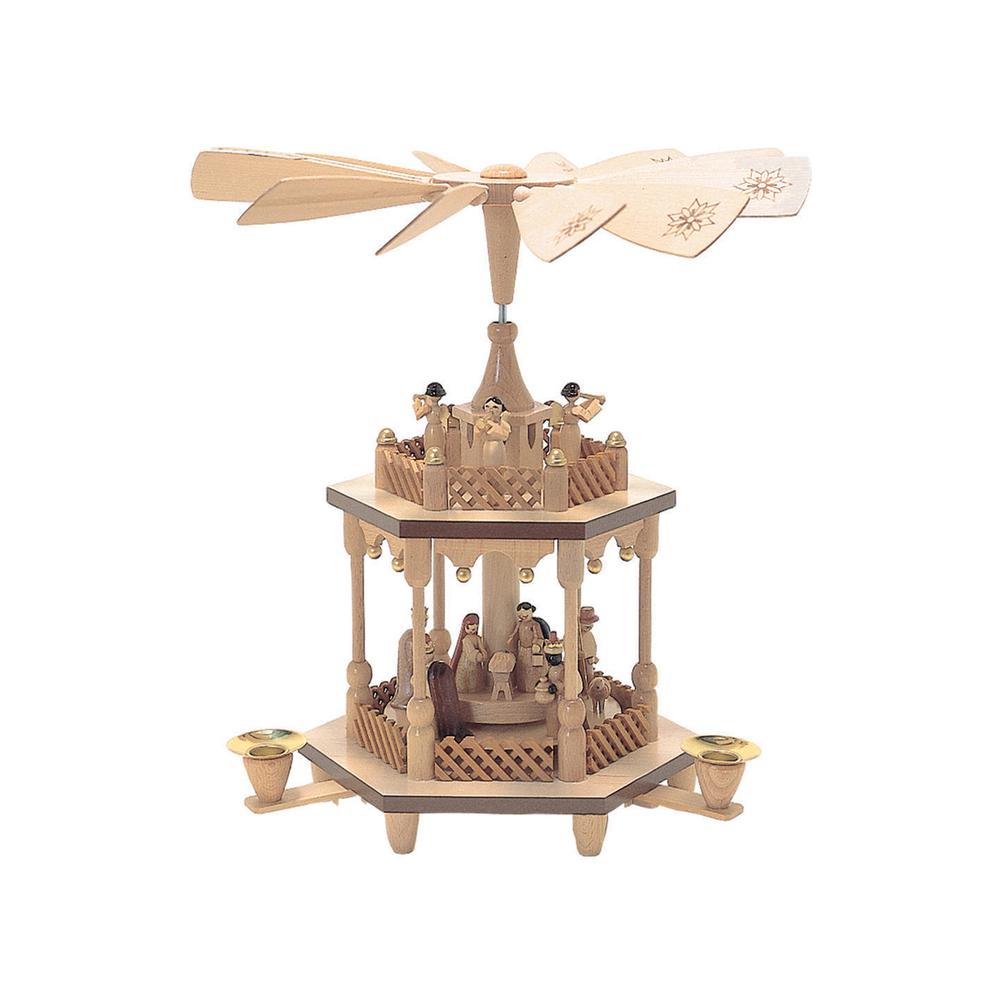 Richard Glaesser Pyramid - 2 tiers Nativity Scene and Angel Musicians - 12.5"H x 12.5"W x 12.5". The main picture.