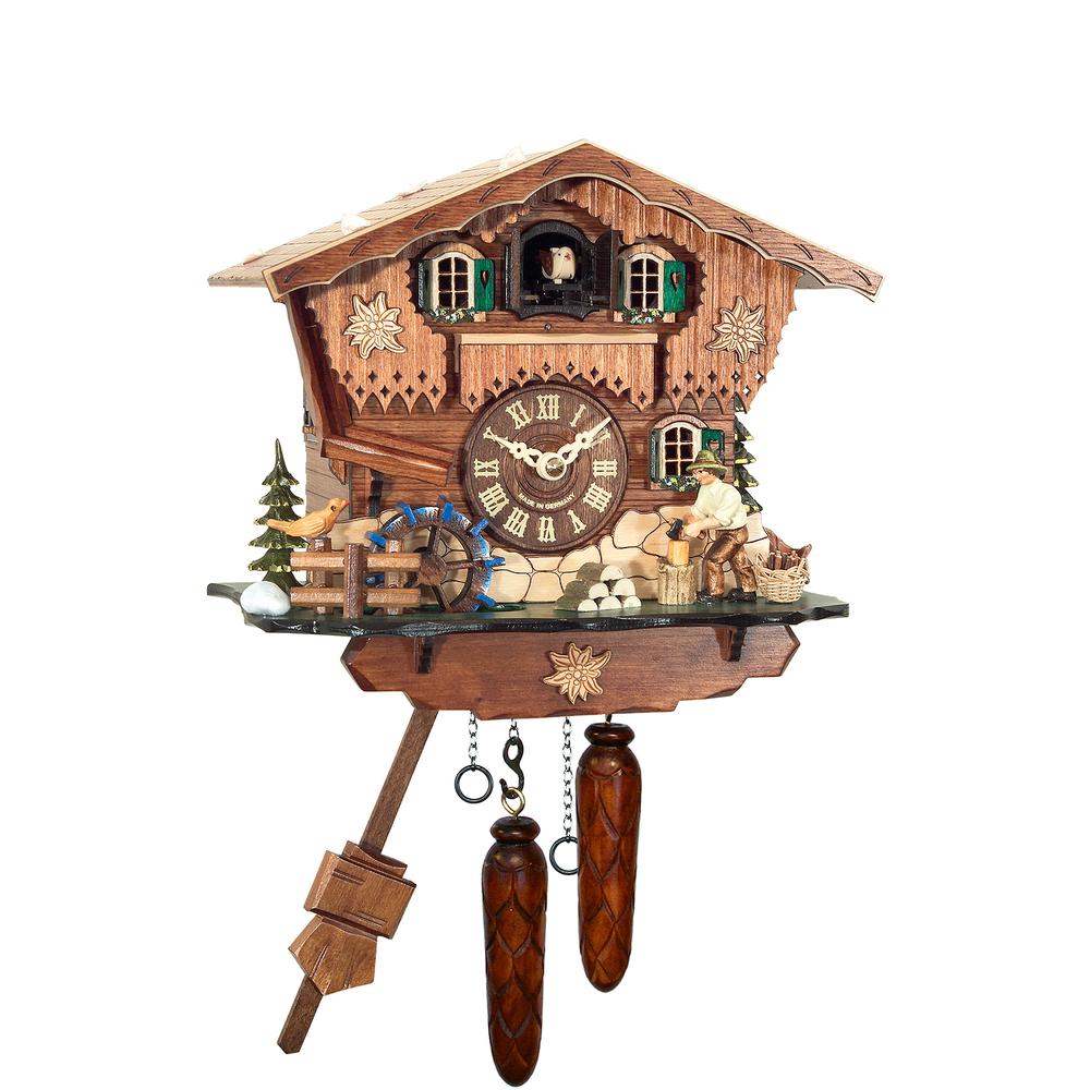 408QM - Engstler Battery-operated Cuckoo Clock - Full Size - 8.75"H x 9.5"W x 6.25"D. Picture 1
