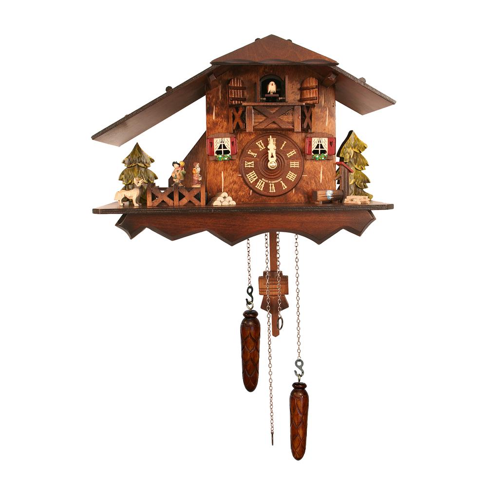 428QMT - Engstler Battery-operated Cuckoo Clock - Full Size - 9.5"H x 14"W x 6.5"D. Picture 1