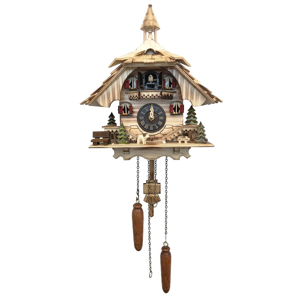 444-22QM - Engstler Battery-operated Cuckoo Clock - Full Size - 11"H x 9.5"W x 7"D. Picture 1