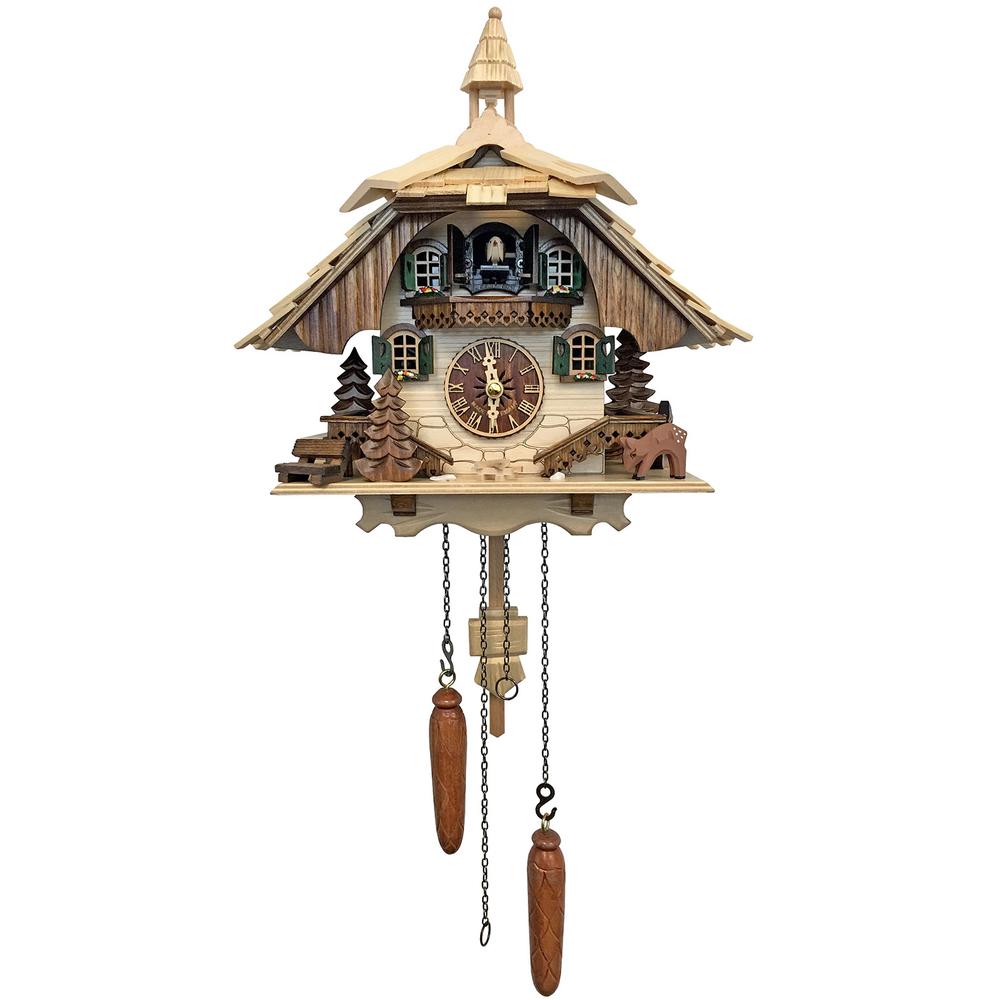 444-7QM - Engstler Battery-operated Cuckoo Clock - Full Size - 9.5"H x 9.5"W x 6.5"D. Picture 1