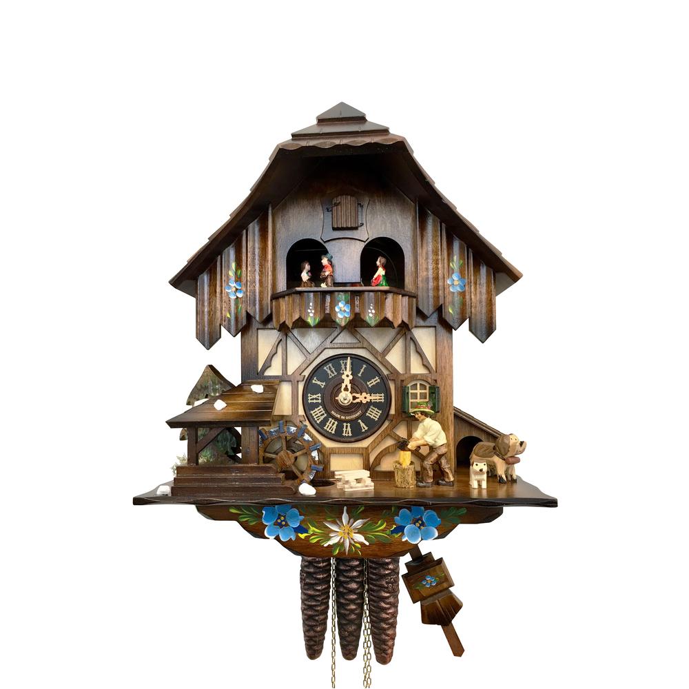 463MT - Engstler Weight-driven Cuckoo Clock - Full Size - 13"H x 11"W x 7"D. Picture 1
