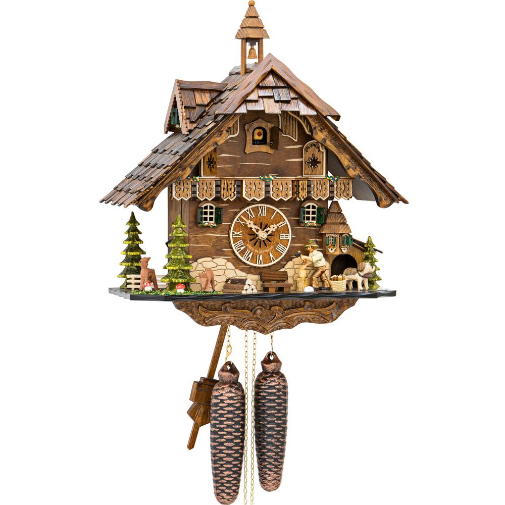 Engstler Weight-driven Cuckoo Clock with 8-Day weight driven movement - Full Size - - 13.5"H x 13.5"W x 9"D. The main picture.