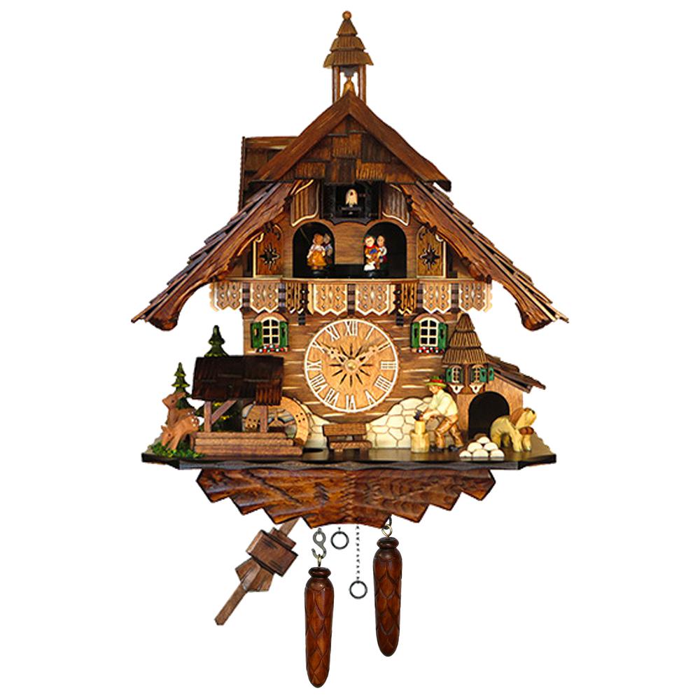 483QMT - Engstler Battery-operated Cuckoo Clock - Full Size - 13.5"H x 14"W x 9"D. Picture 1