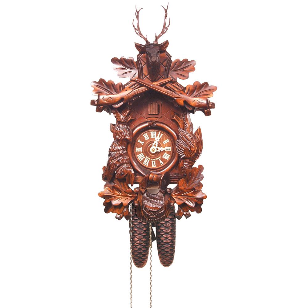Engstler Cuckoo Clock, Carved with 8-Day weight driven movement - Full Size - 18.5"H x 12"W x 9"D. Picture 1